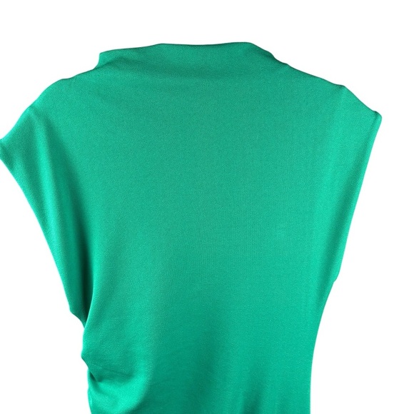 EUC Anthropologie Maya Ruched Cowl Neck Vibrant Green Stretch-Fitting Midi Sz Sm - Picture 6 of 13